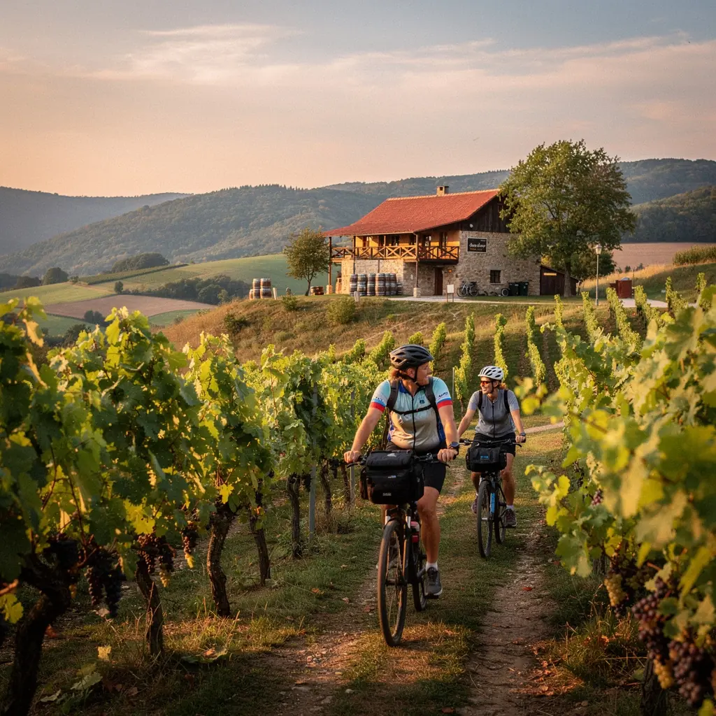 A group of friends enjoying a leisurely ride along a picturesque riverbank cycling route.