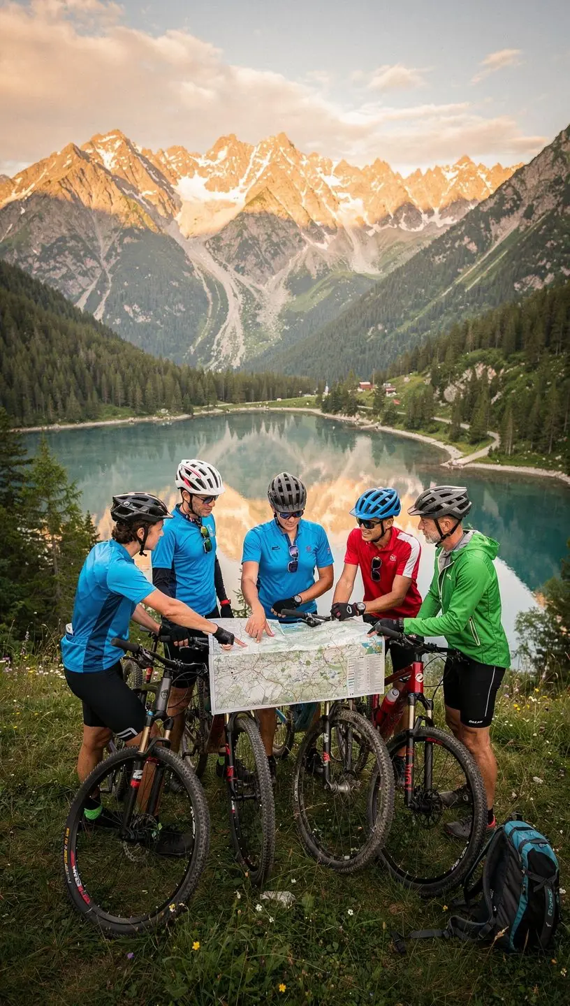 A close-up of a bicycle wheel on a gravel path, showcasing the thrill of mountain biking.