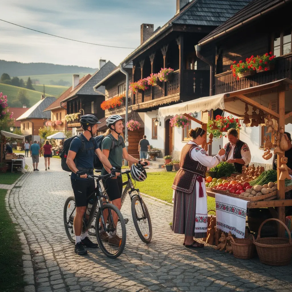 Sunset over a tranquil rural landscape, perfect for evening cycling excursions in Slovakia.